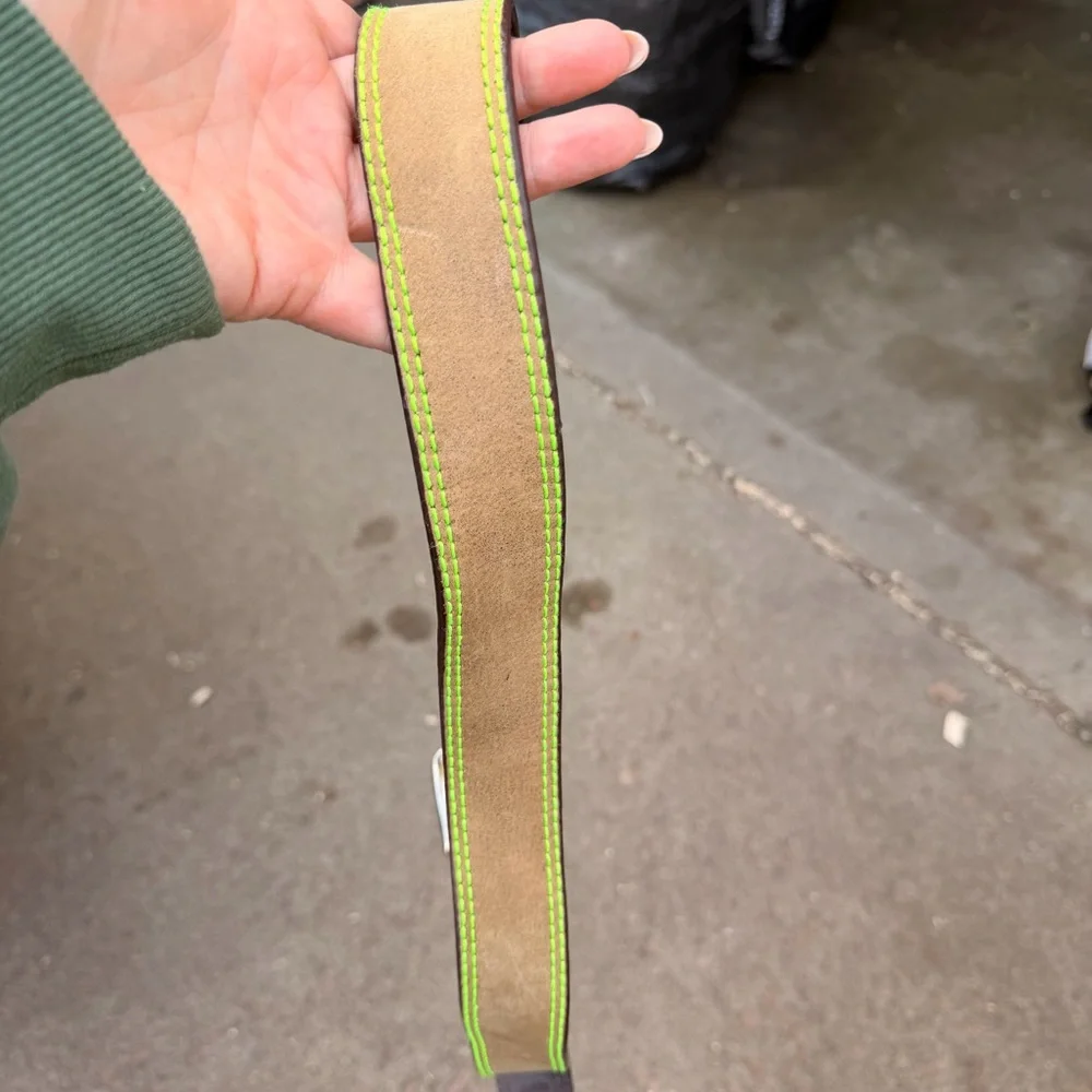 Twisted X Tan Belt with Neon Green Stitching Size 38